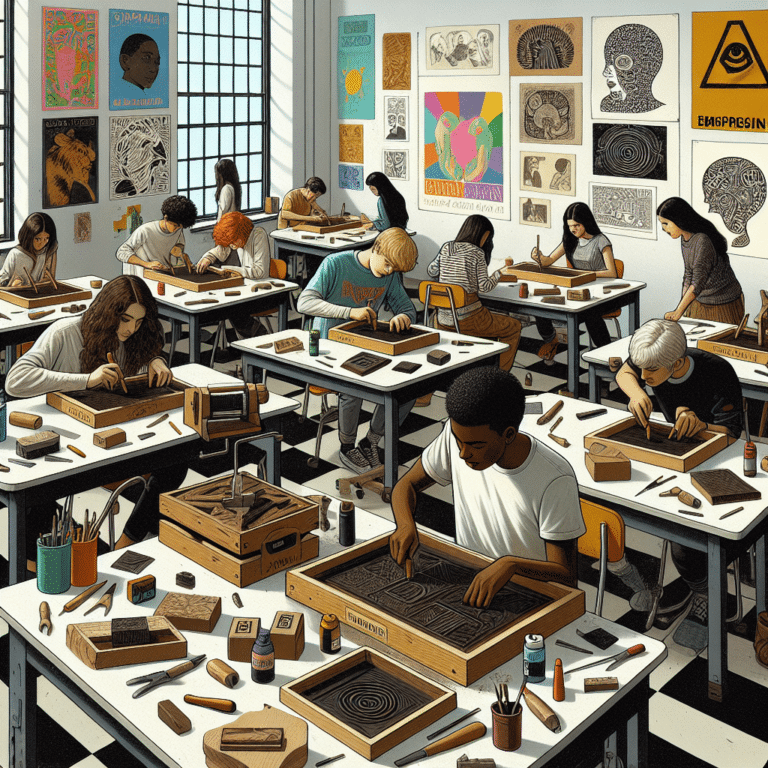 Linocut Print Projects for School Art Classes